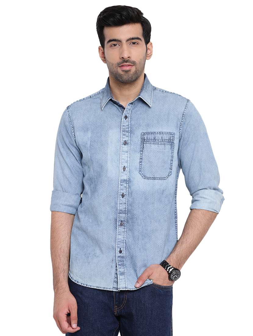 blue denim casual shirt
