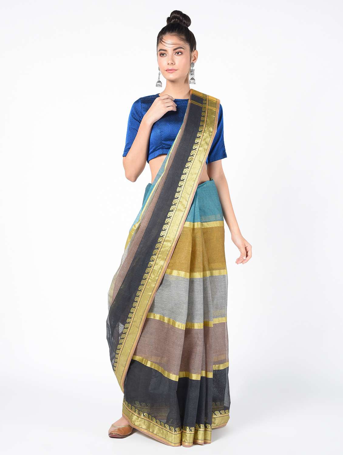 color block tant saree