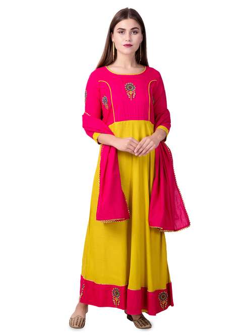 embroidered kurta dupatta set - 16519531 - Standard Image - 0