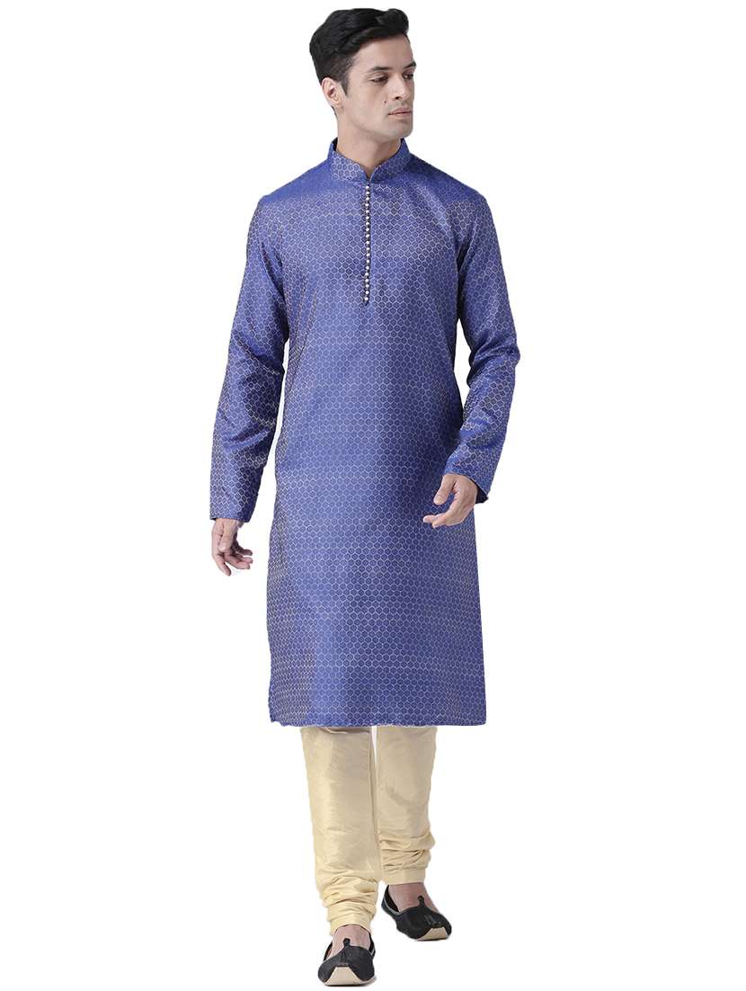 royal blue silk blend kurta pyjama set - 16520760 -  Zoom Image - 0