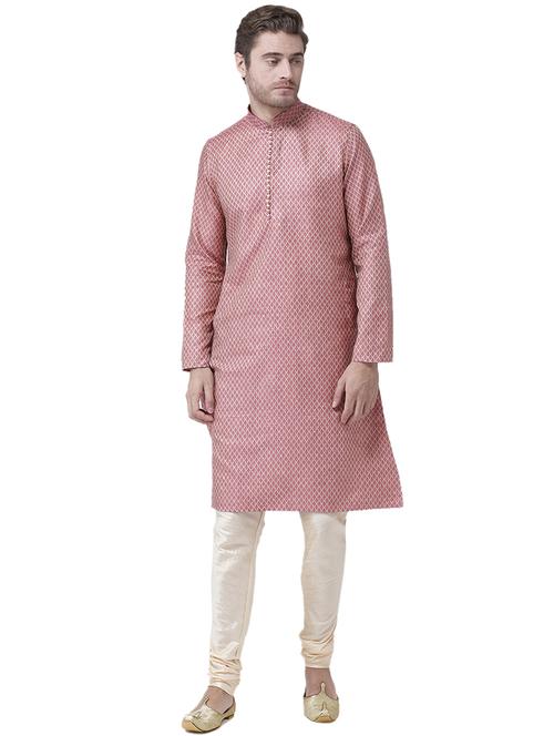 pink silk blend kurta pyjama set - 16520780 -  Standard Image - 0