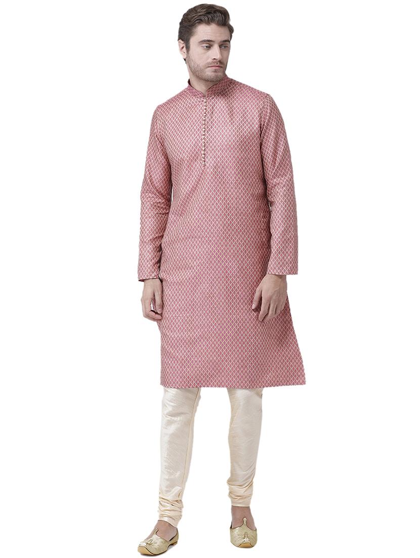 pink silk blend kurta pyjama set - 16520780 -  Zoom Image - 0