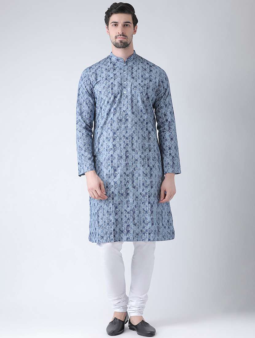 navy blue printed kurta pyjama set - 16520789 - Zoom Image - 0