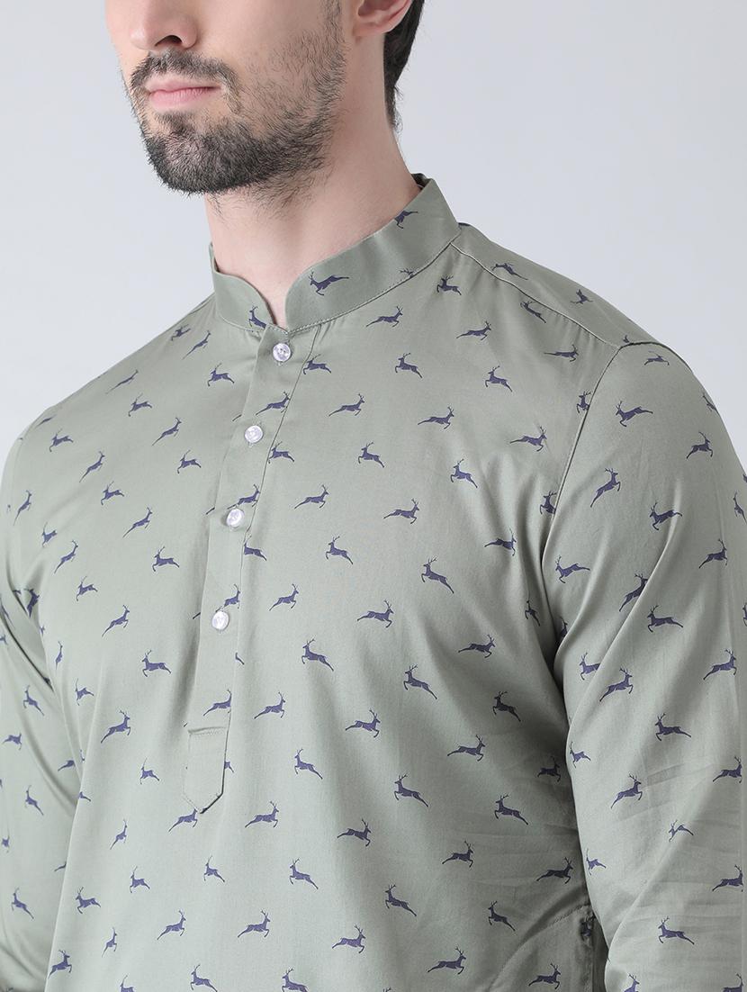 grey printed kurta pyjama set - 16520794 - Standard Image - 3