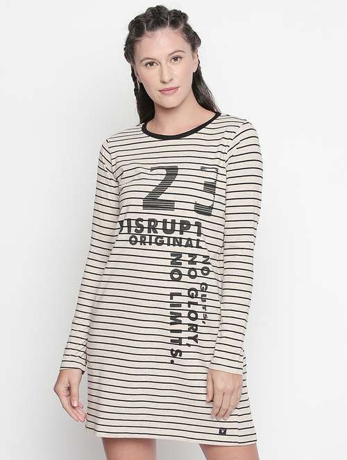 quirky text striped shift dress - 16521254 - Standard Image - 0