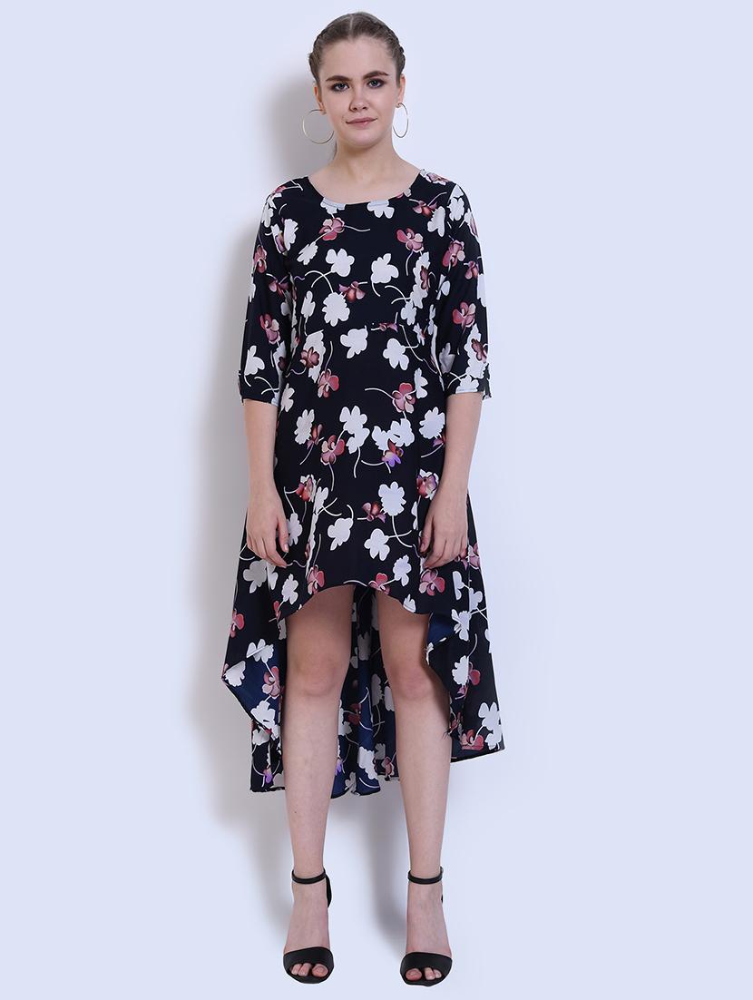 round neck floral high low dress - 16523918 - Zoom Image - 0