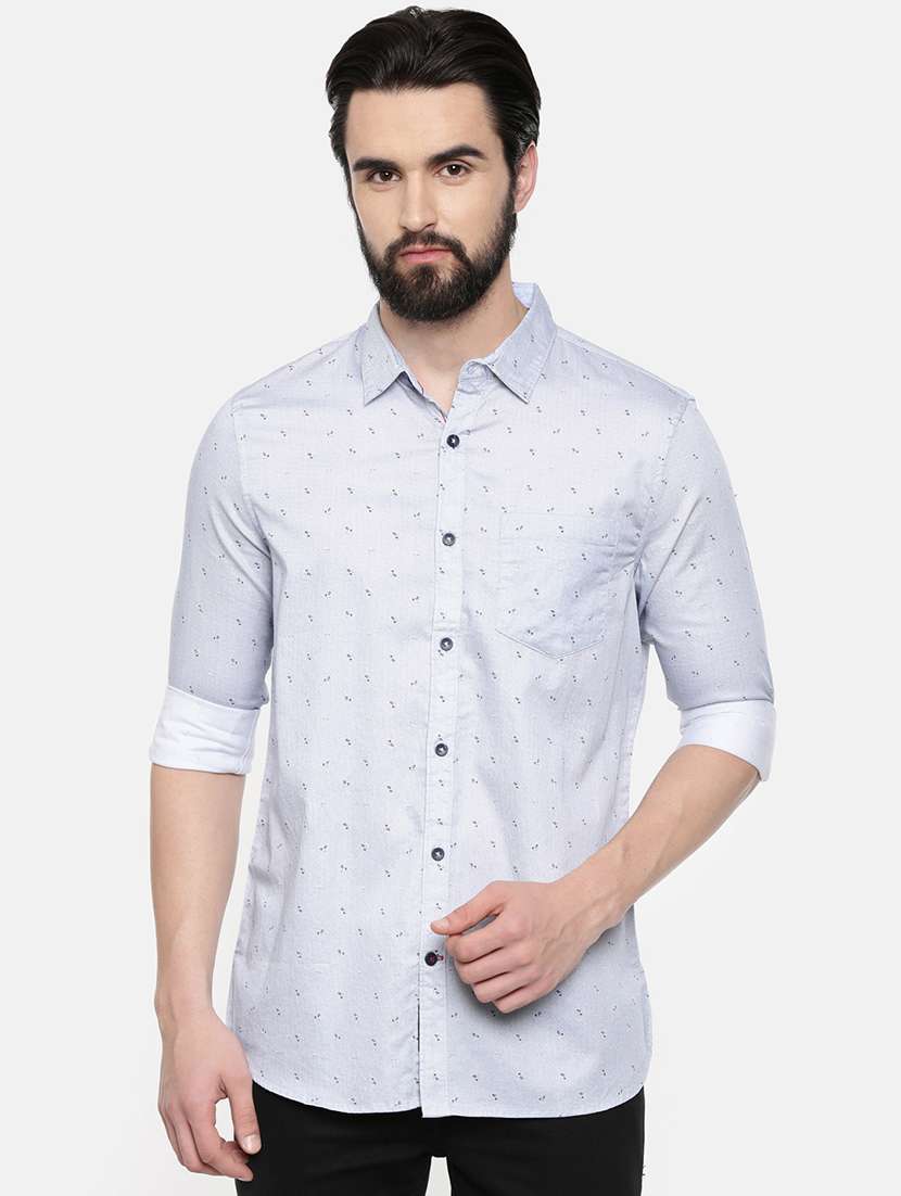 light grey printed casual shirt - 16523935 -  Zoom Image - 0