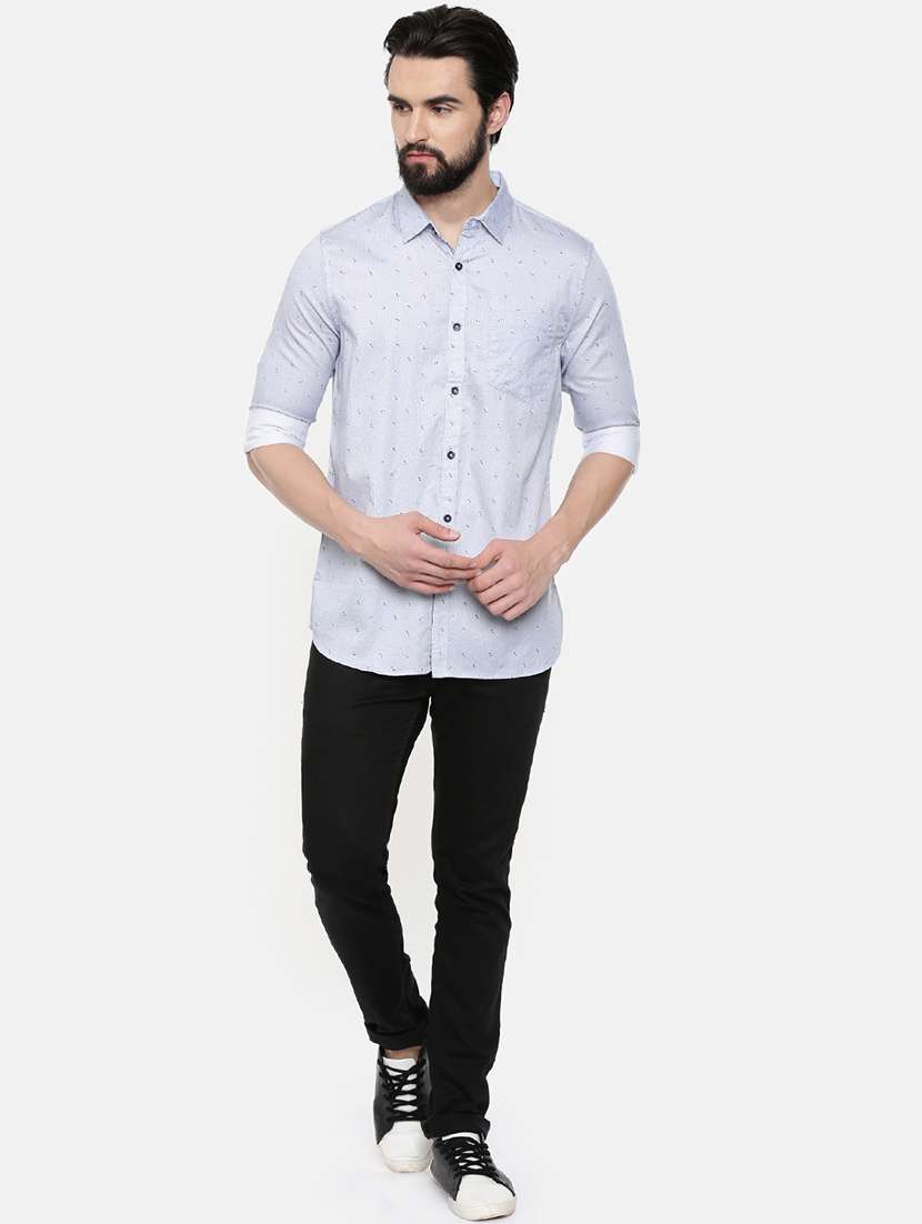 light grey printed casual shirt - 16523935 - Standard Image - 3