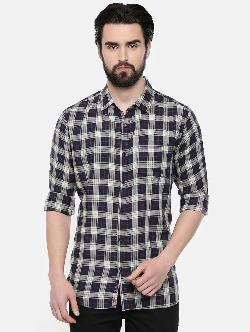 dark blue checkered casual shirt - 16523947 -  Zoom Image - 0