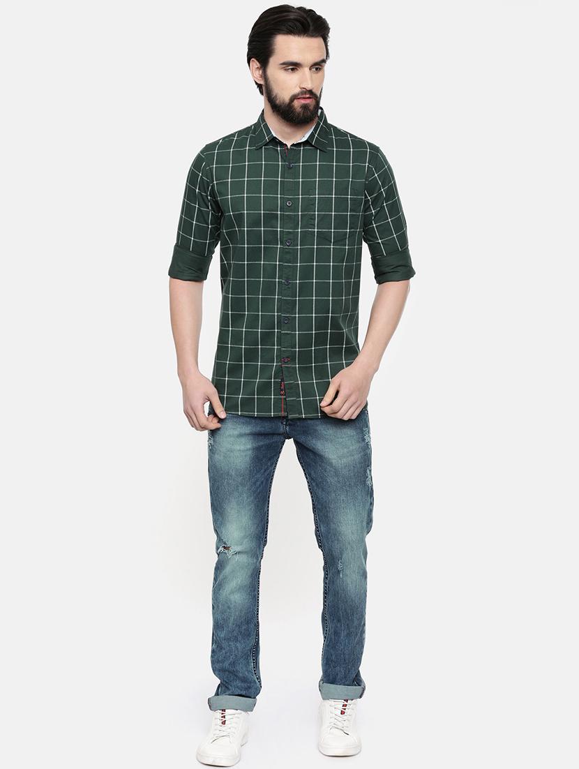 green checkered casual shirt - 16523971 - Standard Image - 3