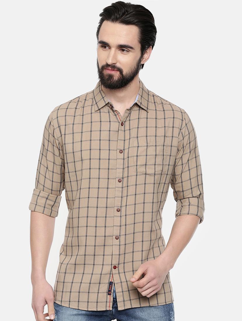 beige checkered casual shirt - 16523972 - Zoom Image - 0