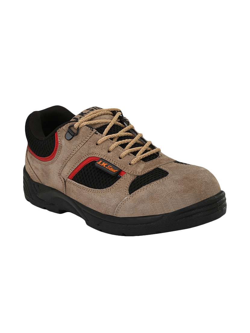 Buy online Jk Steel Brown Leather Lace Up Safety Shoes from Casual