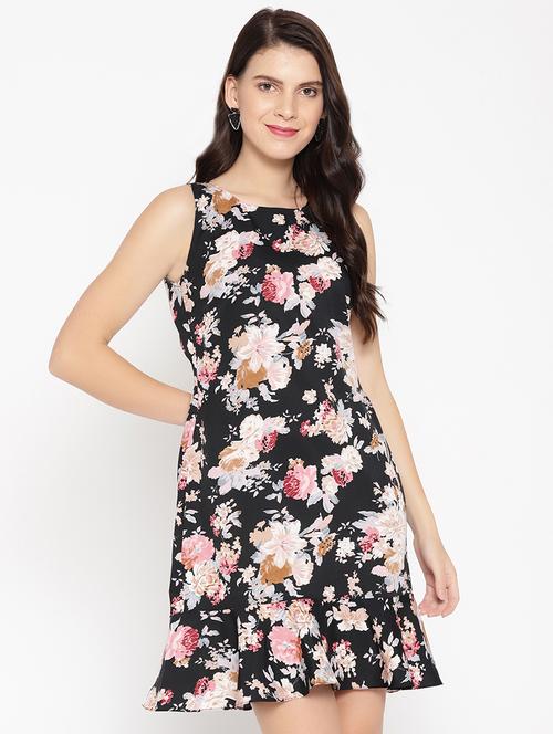 gathered hem floral a-line dress - 16524134 -  Standard Image - 0