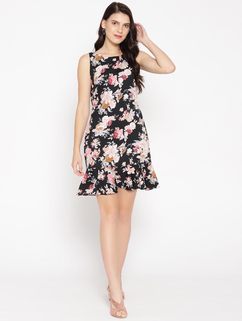 gathered hem floral a-line dress - 16524134 - Standard Image - 3