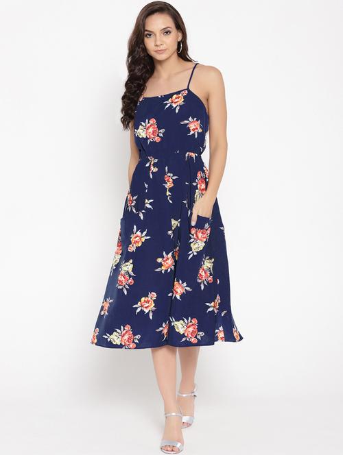 styled back floral a-line dress - 16524139 - Standard Image - 0