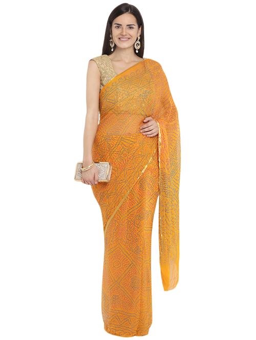 bandhani printed saree with blouse - 16524732 - Standard Image - 0