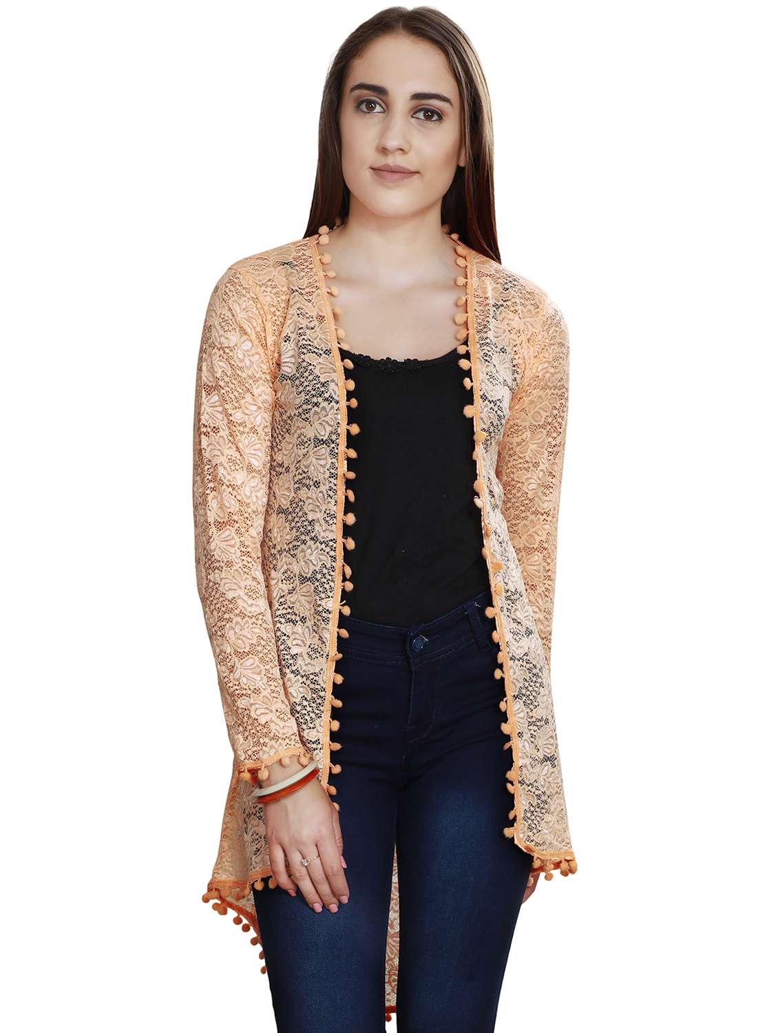 Limeroad Beige Lace Shrug Women Off White Crochet Shrug