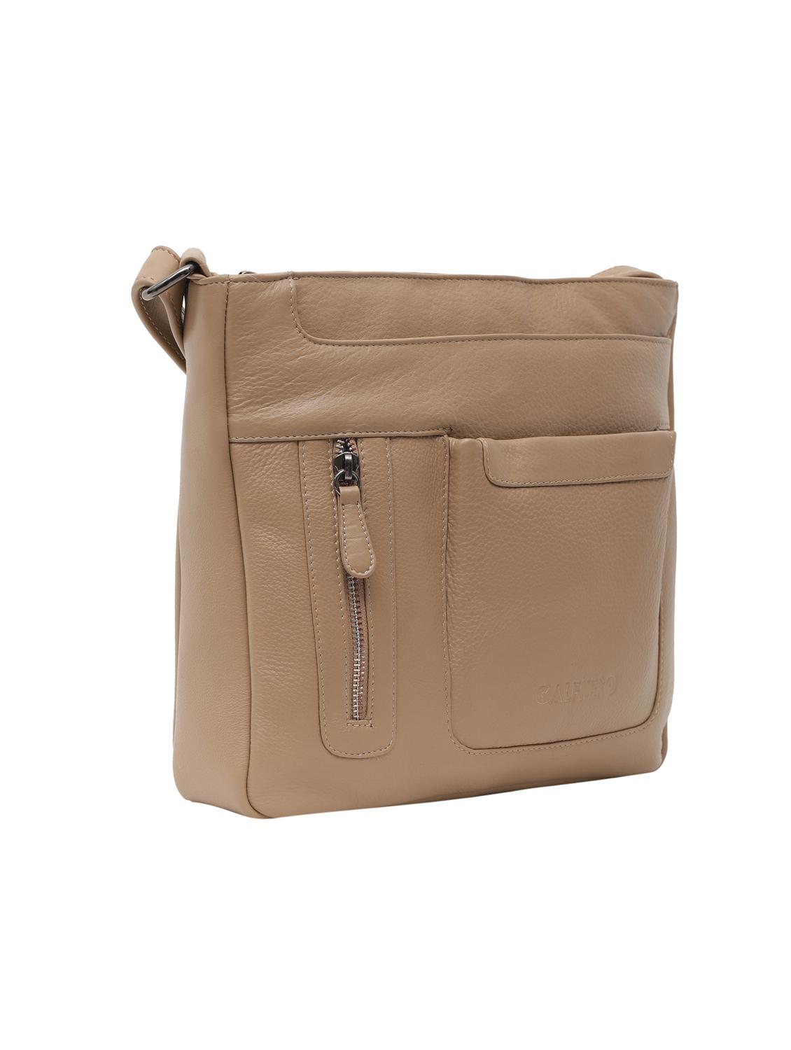 beige leather sling bag - 16526055 - Standard Image - 3