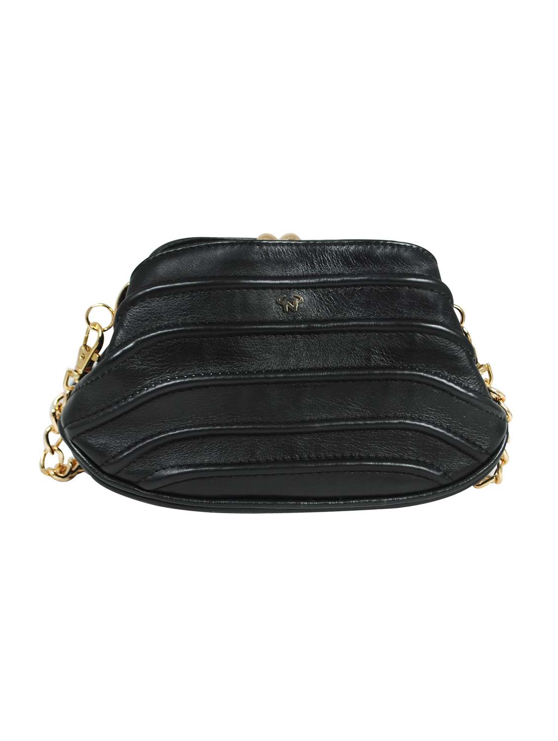 black leather sling bag