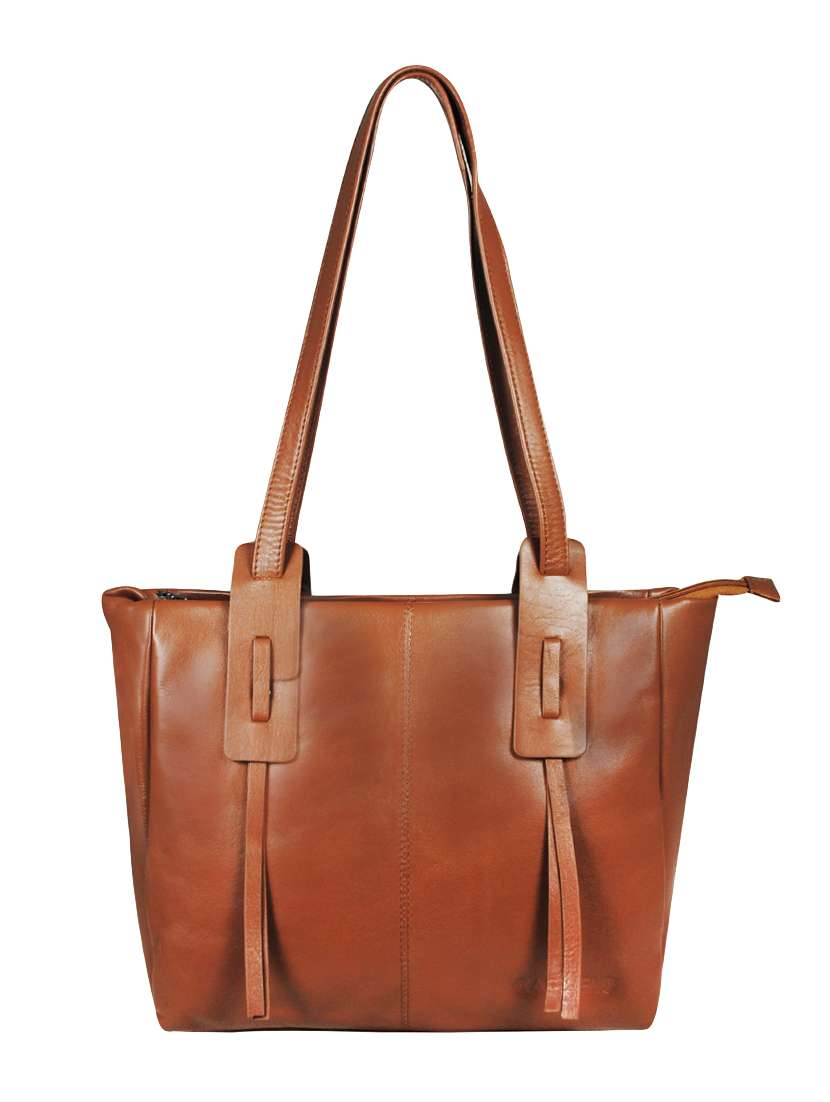 brown leather handbag