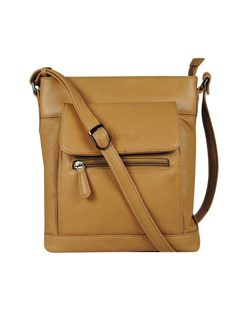 brown leather sling bag