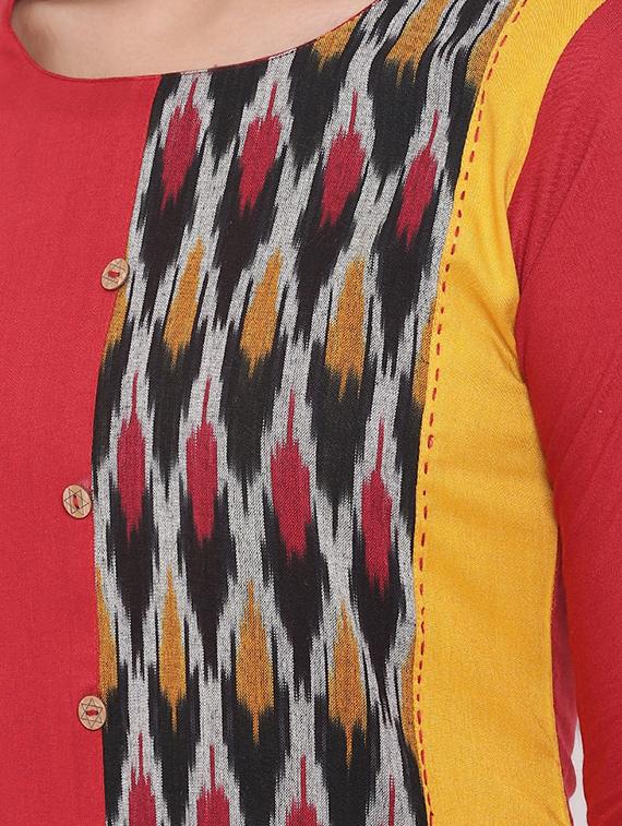 ikat print straight kurta - 16526806 - Standard Image - 3