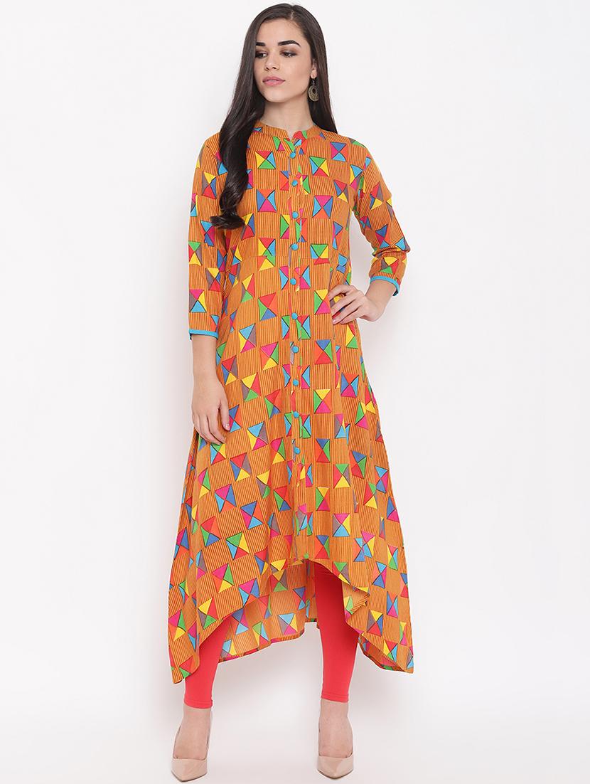 geometric print a-line high-low kurta - 16526929 - Zoom Image - 0