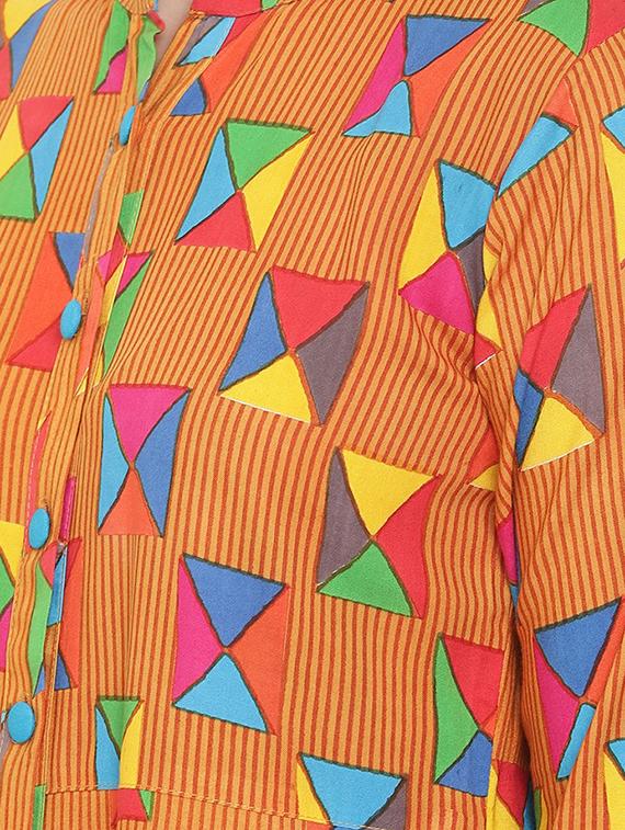 geometric print a-line high-low kurta - 16526929 - Standard Image - 3