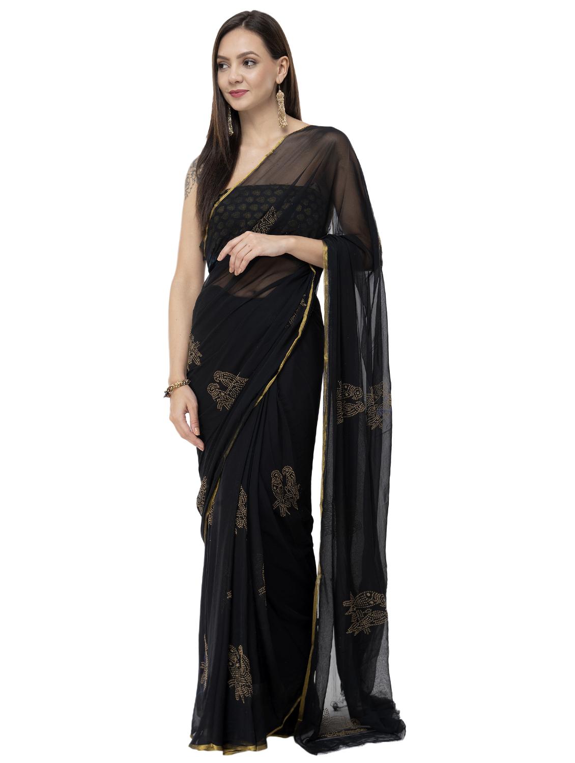 conversational printed saree with blouse - 16527267 - Zoom Image - 0