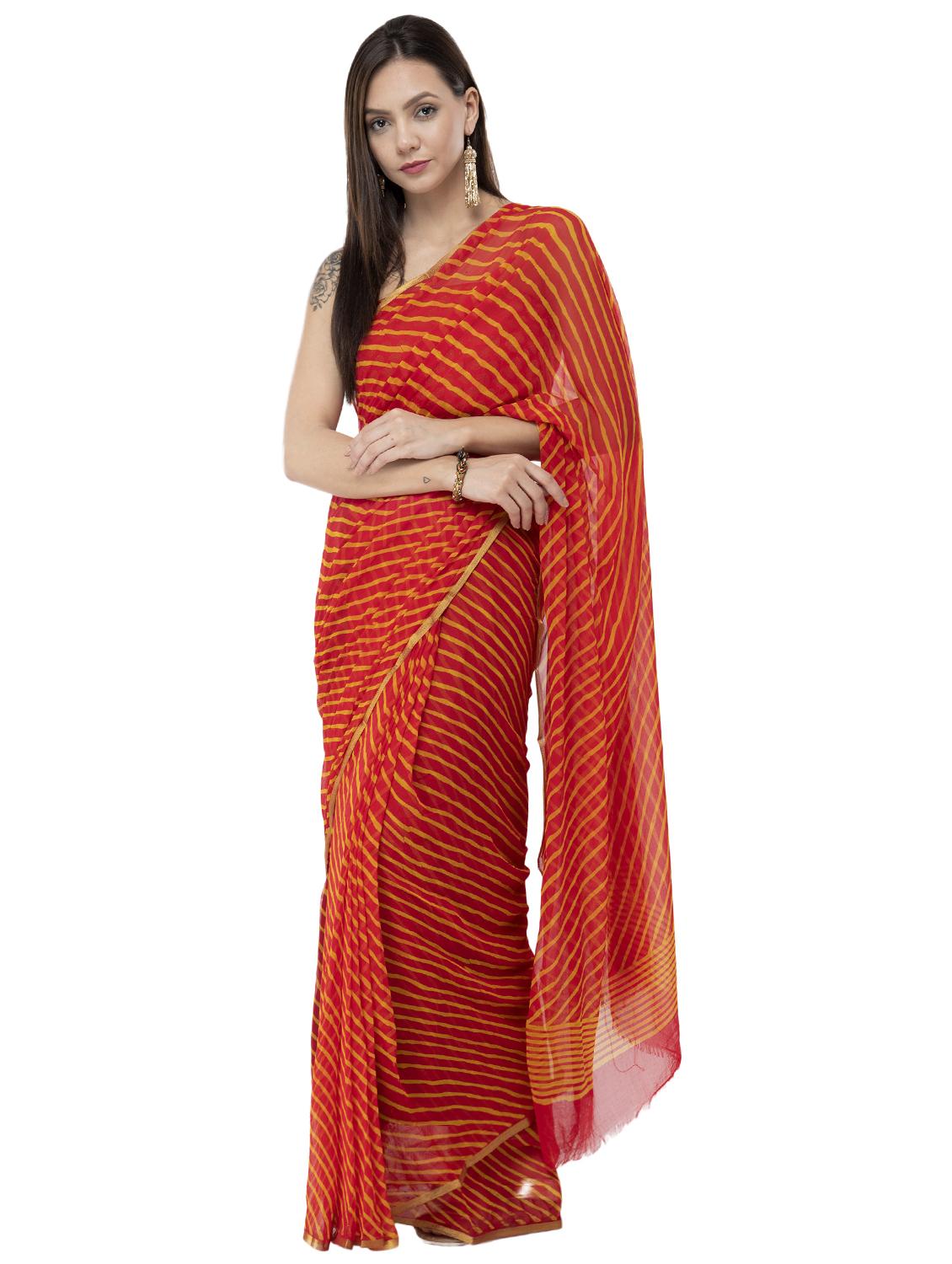 leheriya printed saree with blouse - 16527268 - Zoom Image - 0