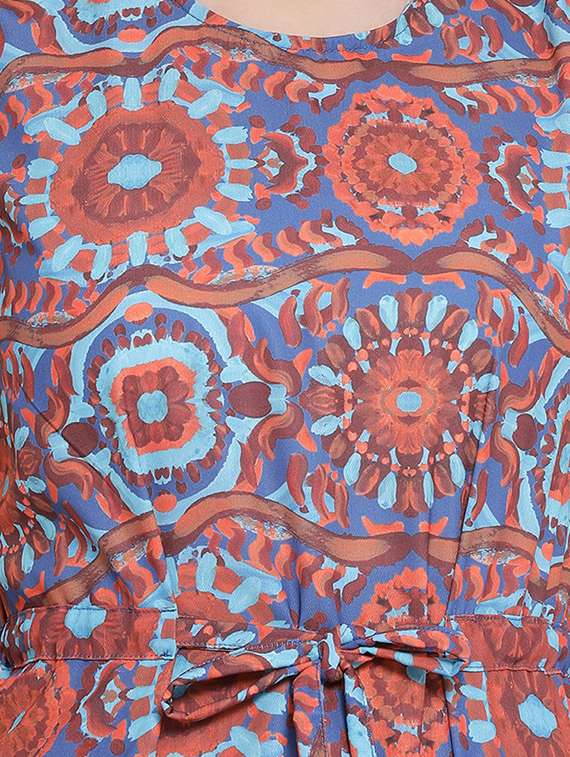 drawstring waist printed a-line dress - 16527669 -  Standard Image - 3