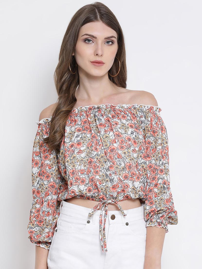 off shoulder floral blouson top - 16527680 - Zoom Image - 0