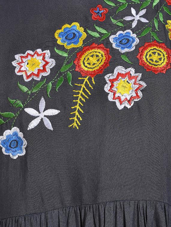 floral embroidered gathered maxi dress - 16527855 - Standard Image - 3
