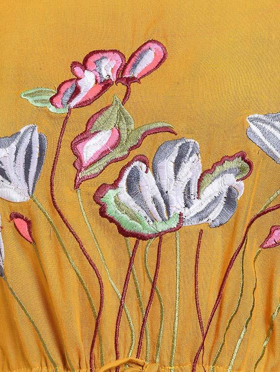 tie up floral embroidered a-line dress - 16527862 - Standard Image - 3