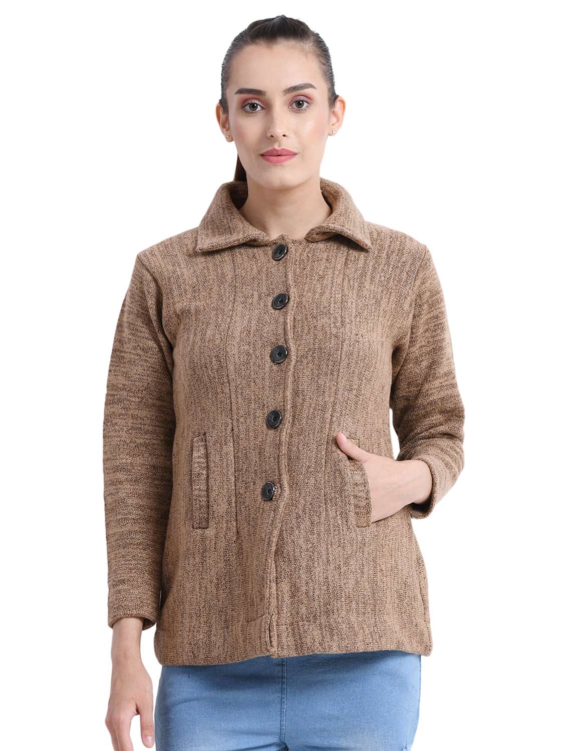 shirt collar pocket detail cardigan 