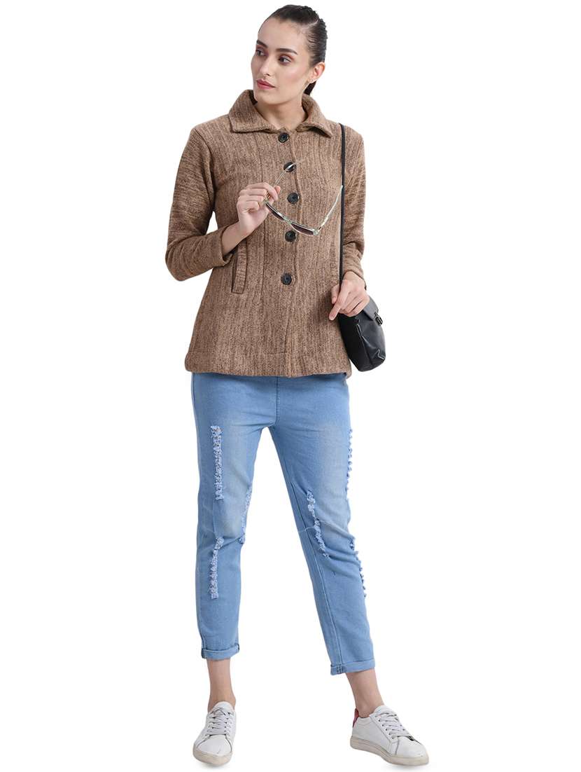 shirt collar pocket detail cardigan - 16528722 - Standard Image - 3