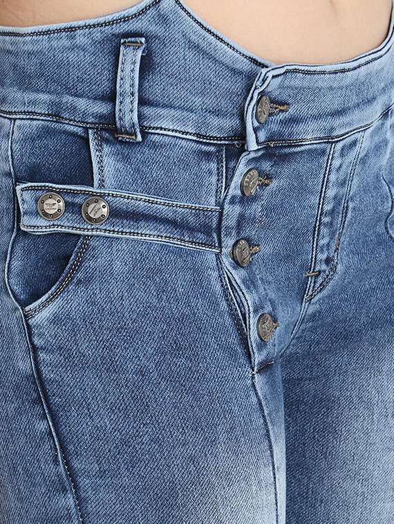 button detail stone washed jeans - 16529563 - Standard Image - 3