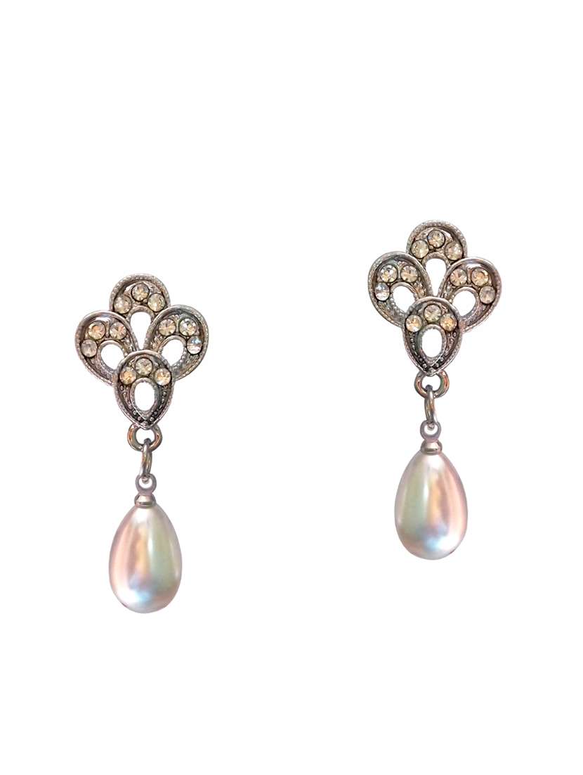white metal drop earring - 16529649 - Zoom Image - 0