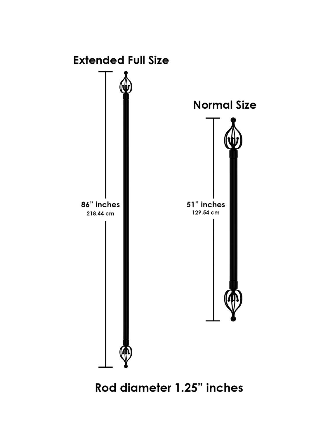 Buy Curtain Rod With Modern Finials And Brackets For Unisex From