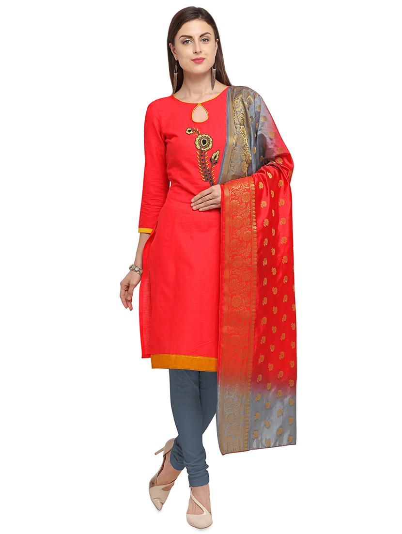 embellished churidaar unstitched suit - 16530452 -  Zoom Image - 0