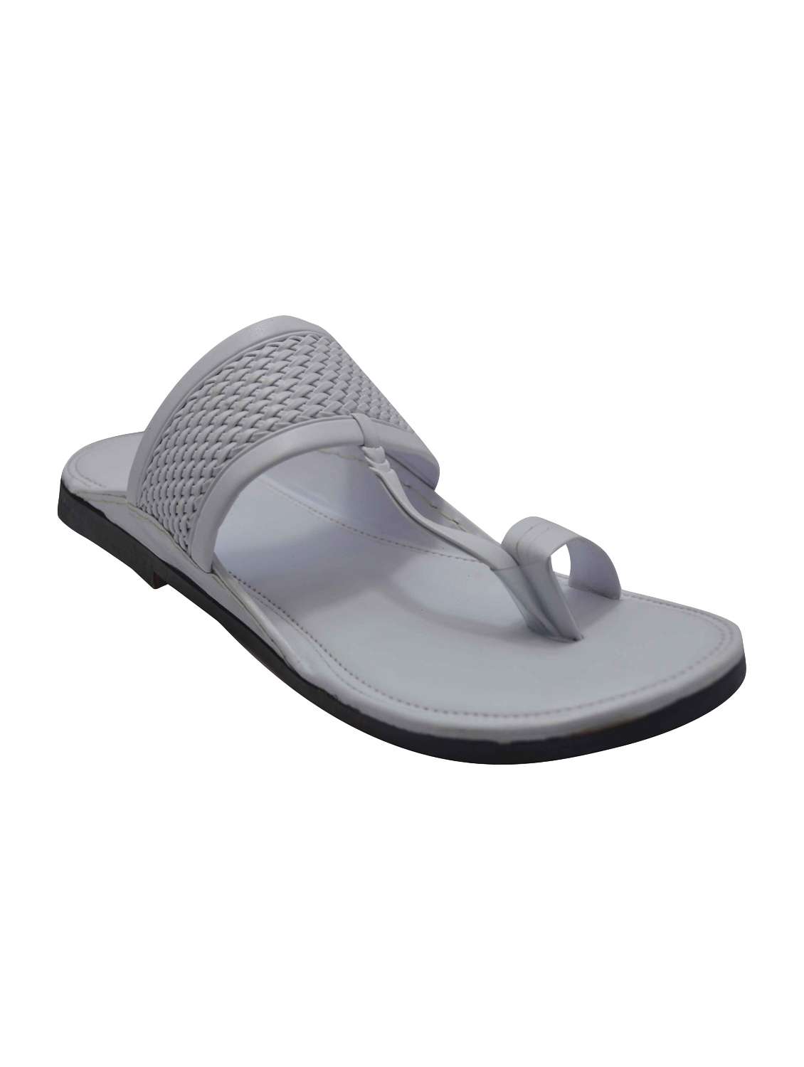 Buy online Ajanta White Leatherette Kolhapuri Slippers from