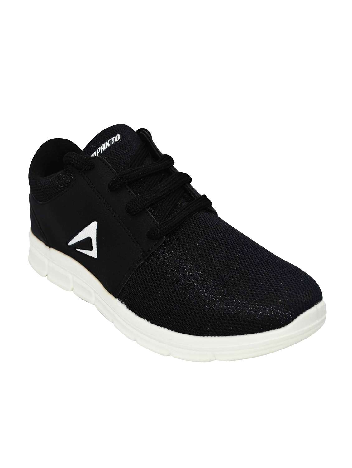 Buy online Ajanta Black Mesh Lace Up Sport Shoes from Footwear for