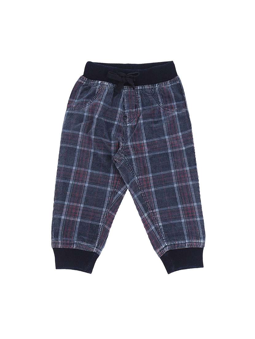 dark blue cotton blend casual trouser