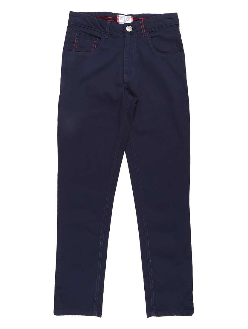 blue cotton blend casual trouser - 16533303 - Zoom Image - 0