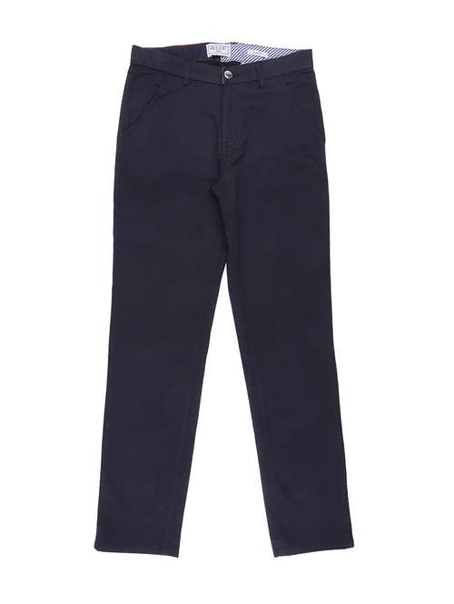 blue cotton blend casual trouser - 16533304 - Standard Image - 0
