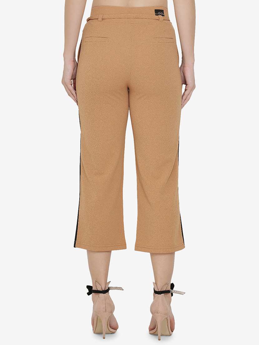 Contrast Taped Tie Up Waist Trouser