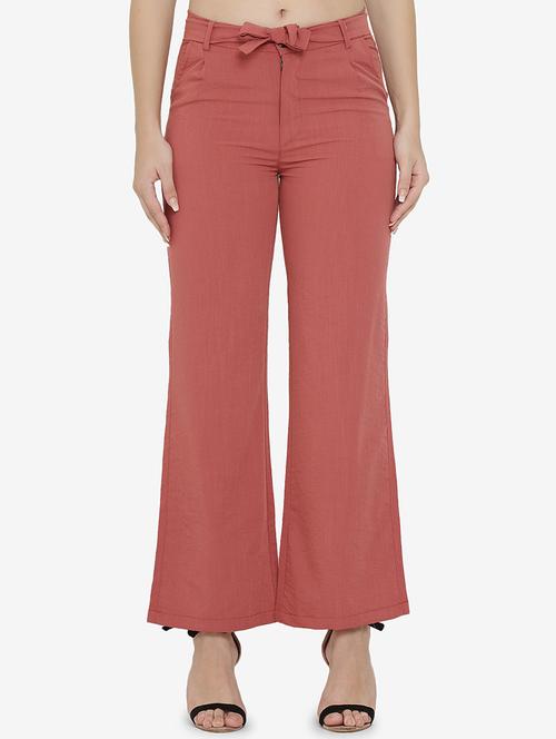 tie up waist solid wide leg trouser - 16536413 - Standard Image - 0