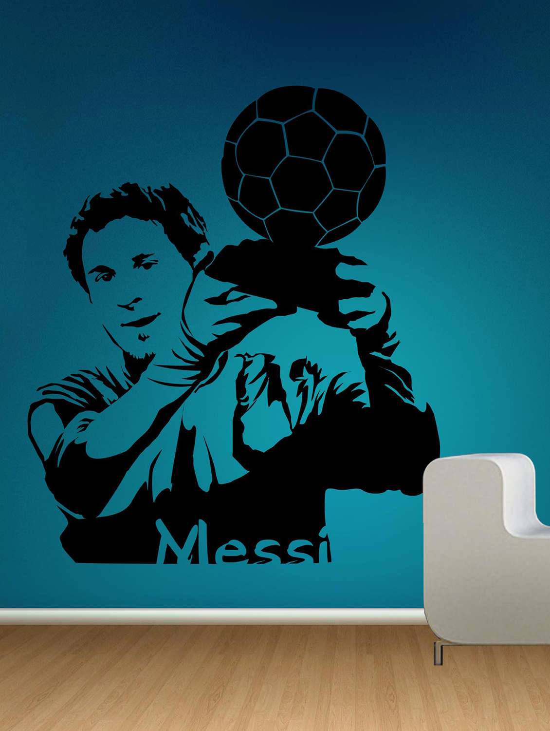 Lionel Messi Vinyl Wall Sticker - Large Removable Soccer Decal For Bedroom, Man Cave, Office