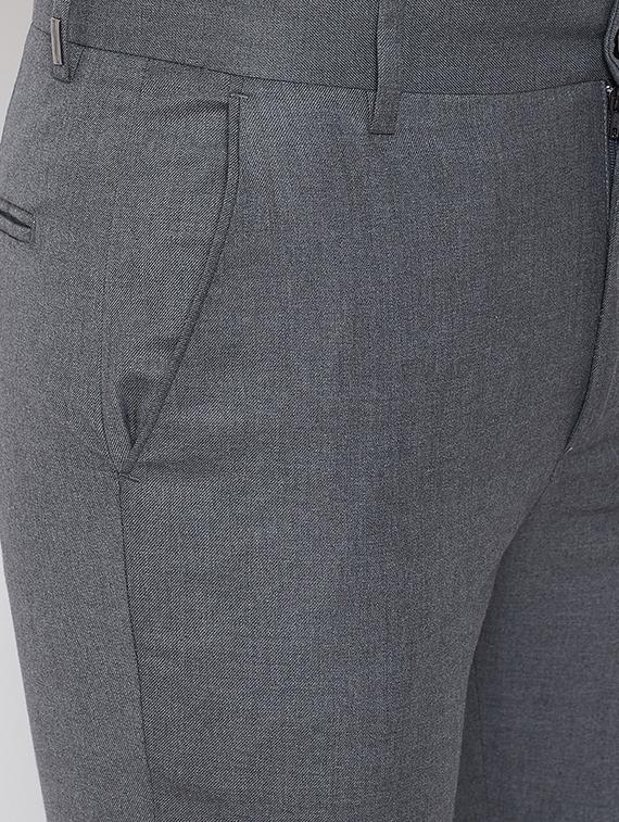 grey solid flat front formal trouser - 16539712 - Standard Image - 5
