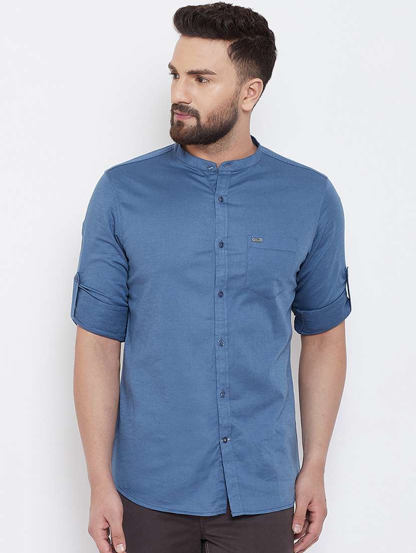 blue linen casual shirt - 16539719 - Zoom Image - 0